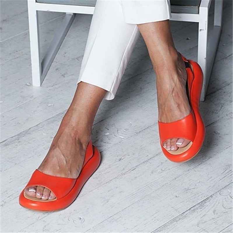 Flat bottomed low heel fish mouth thick soled women's sandals