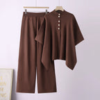 Long-Sleeve Top and High-Waisted Wide-Leg Pants Set
