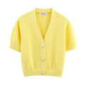 Star button structure knitted short sleeved top