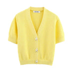 Star button structure knitted short sleeved top