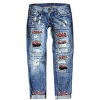 Fashion Fitted Printed Denim Pants for Women eprolo