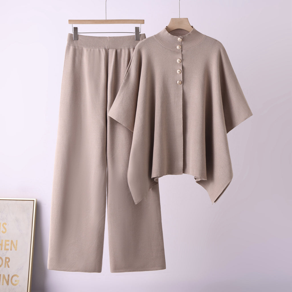 Long-Sleeve Top and High-Waisted Wide-Leg Pants Set