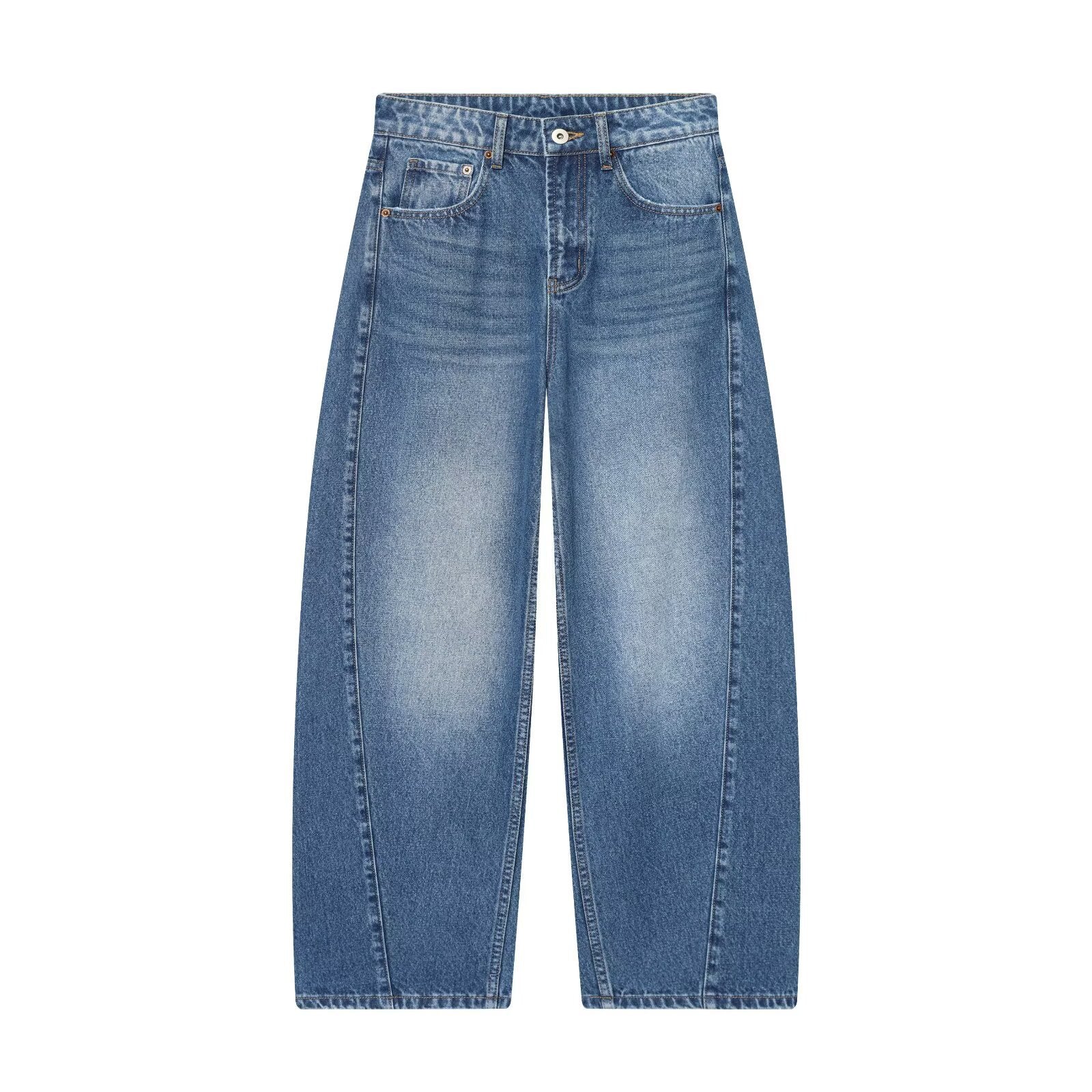 New Women's Classic Mid-Waist Loose Bucket Denim Pants eprolo