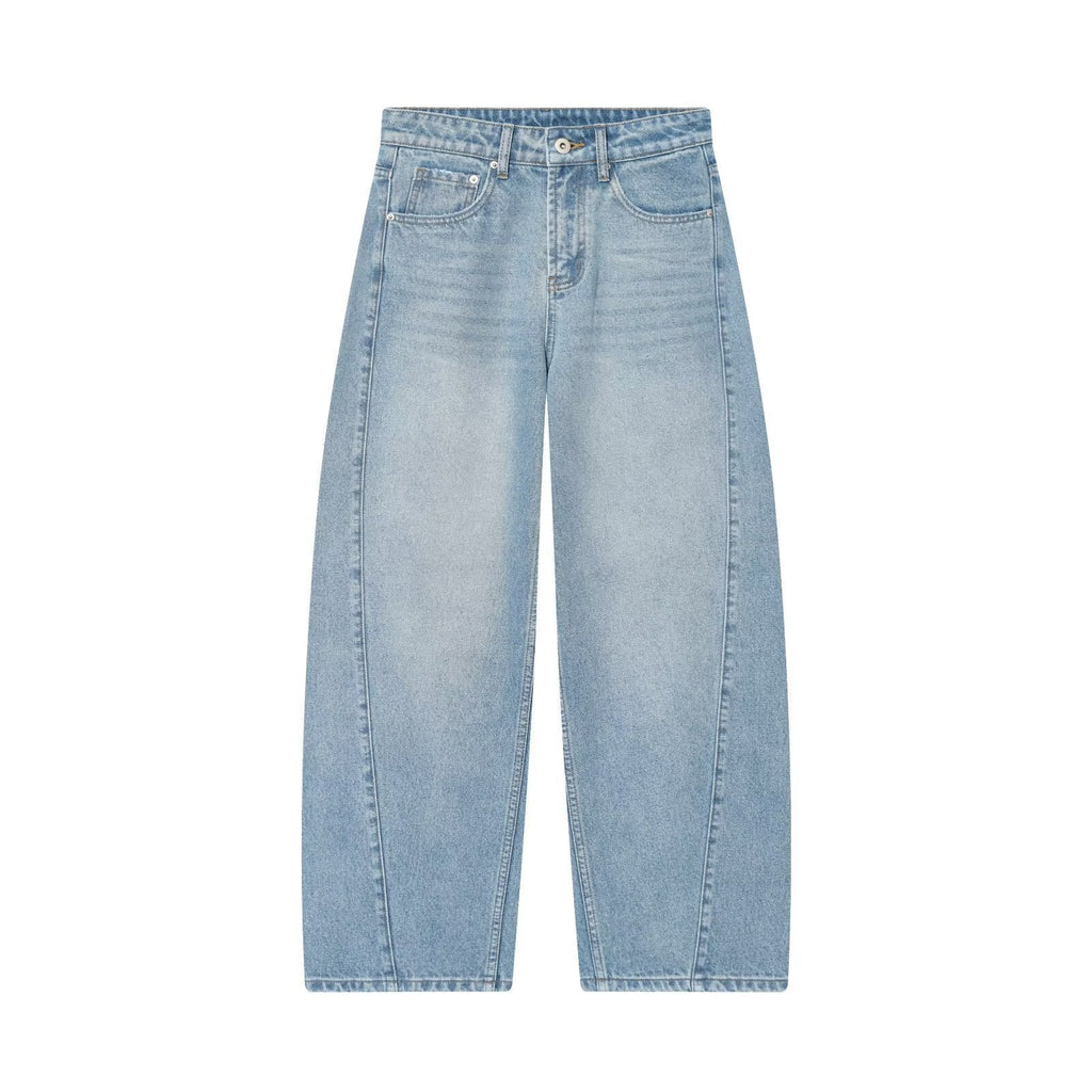 Mid waist loose fitting bucket shaped jeans eprolo