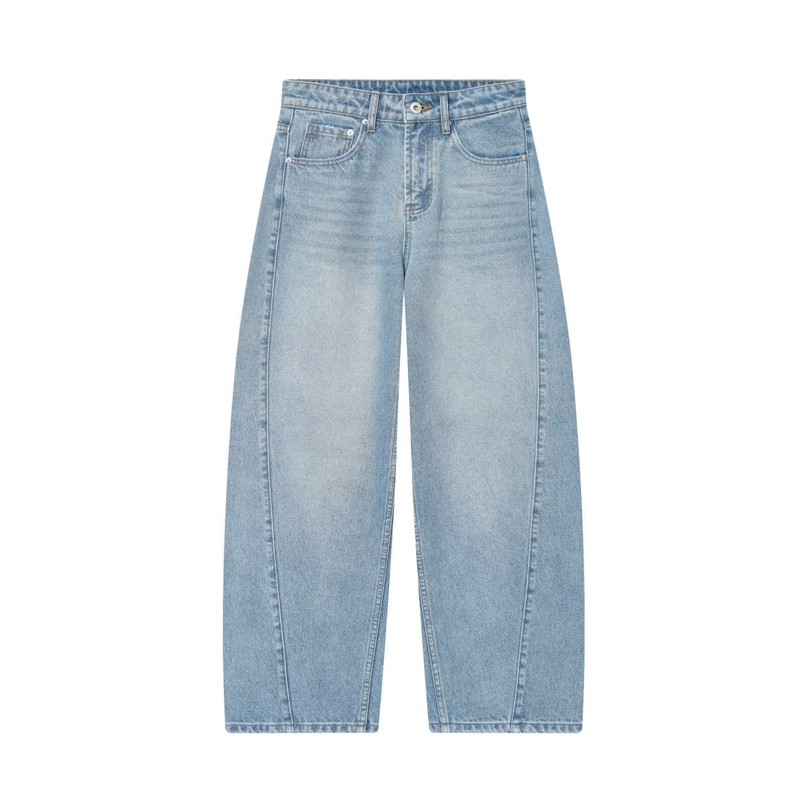 Mid waist loose fitting bucket shaped jeans eprolo