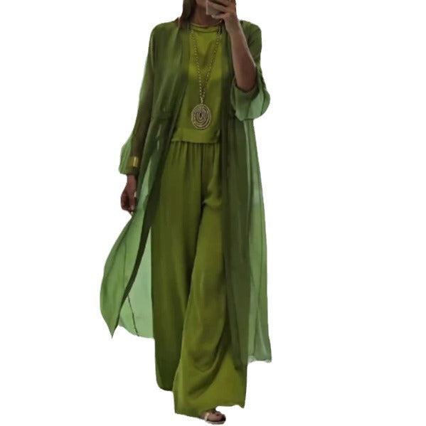 Elegant Solid Color Three-Piece Women's Set Style Autumn Fashion