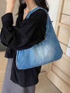 Crescent Shaped Denim Shoulder Bag