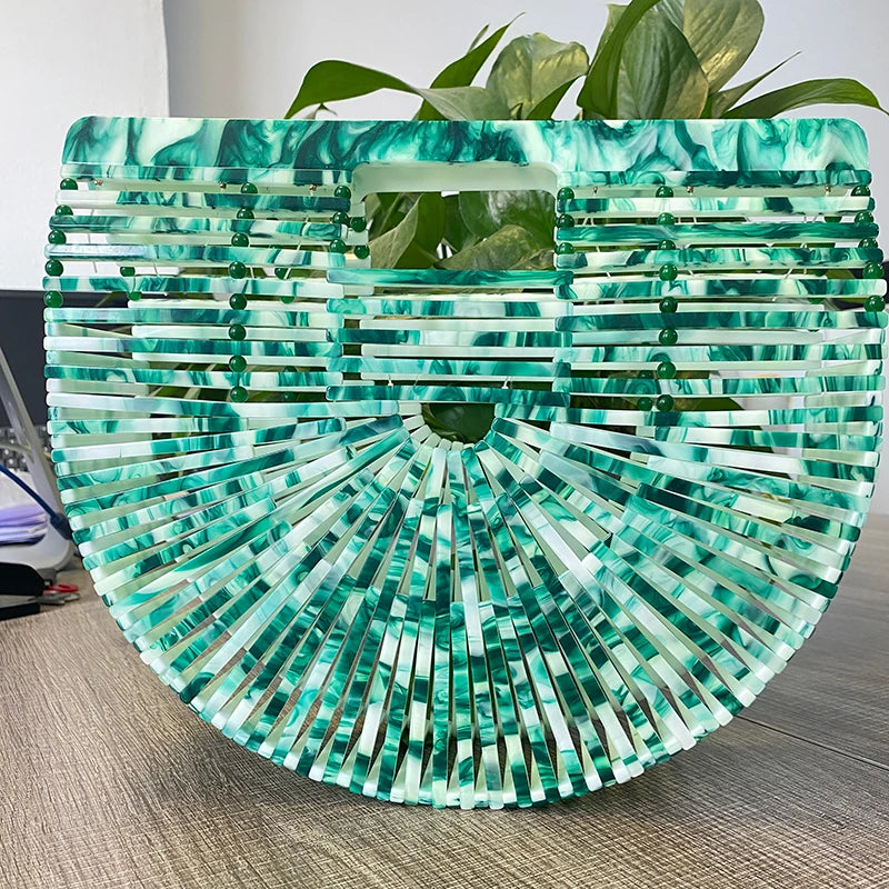 Luxury Designer Handbag Clear Acrylic Bag For Women Green Famous Basket Clutch High Quality Fashion First Class Brand Bags eprolo