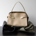 Luxury Genuine Leather Tote Bag for Women, Large Capacity, Top-Grain Cowhide, Handheld Shoulder Bag, HUG Style