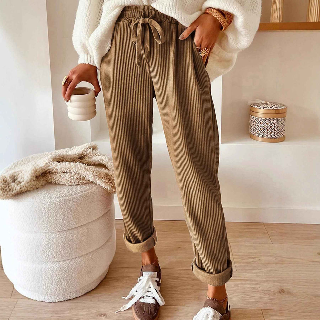 Women's New Fashion Casual Pants, Solid Color Wide Leg Pants for Women