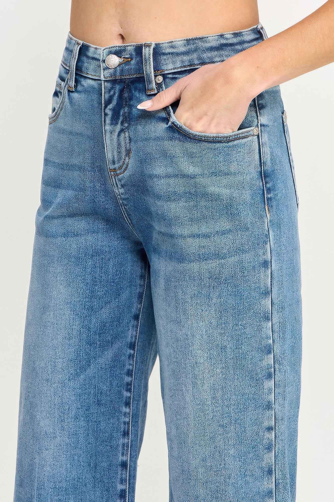 Tummy Control High Rise Crop Wide W/ Released Hem