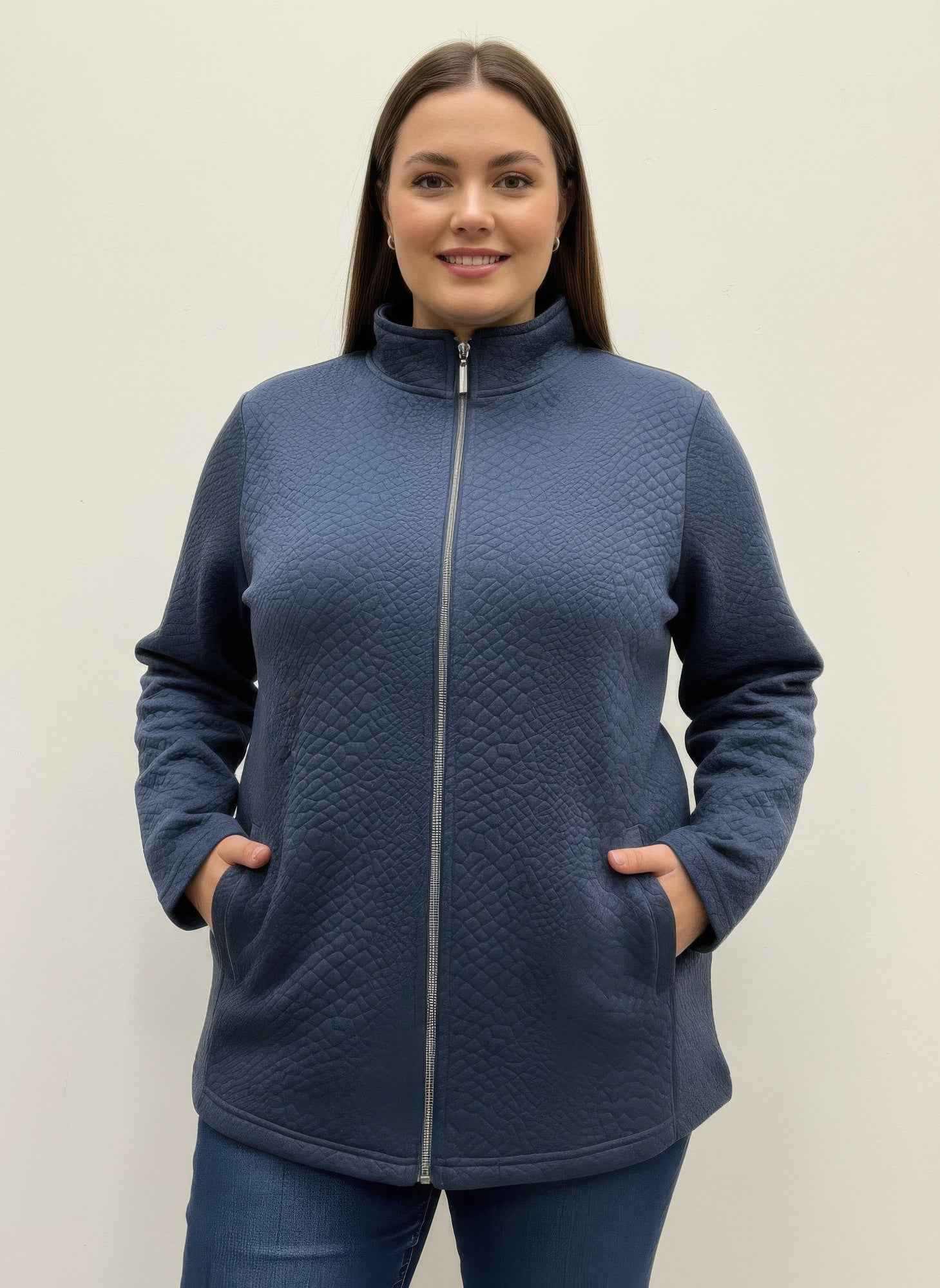 Onque Casual Plus Size Textured Jacket