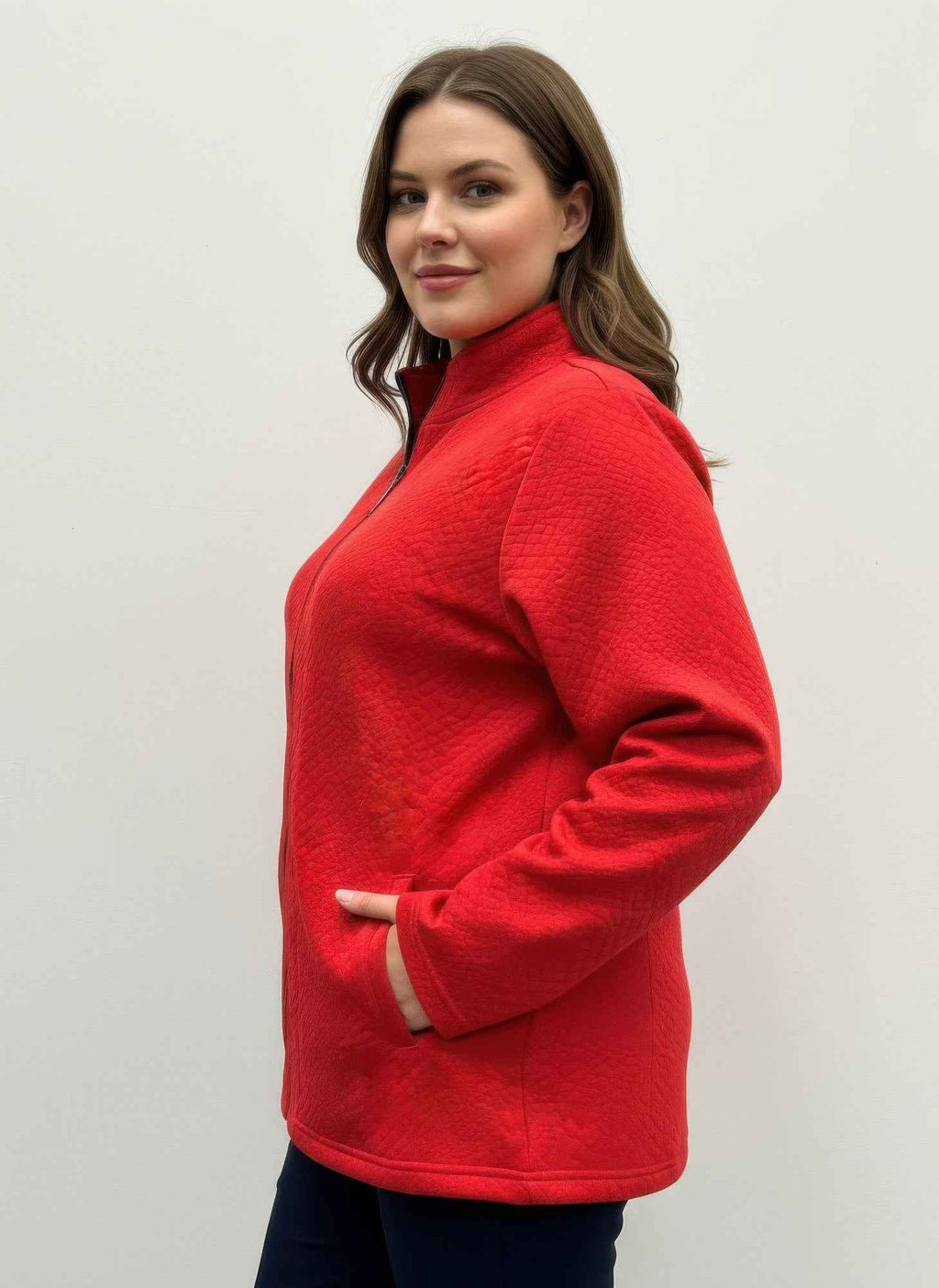 Onque Casual Plus Size Textured Jacket