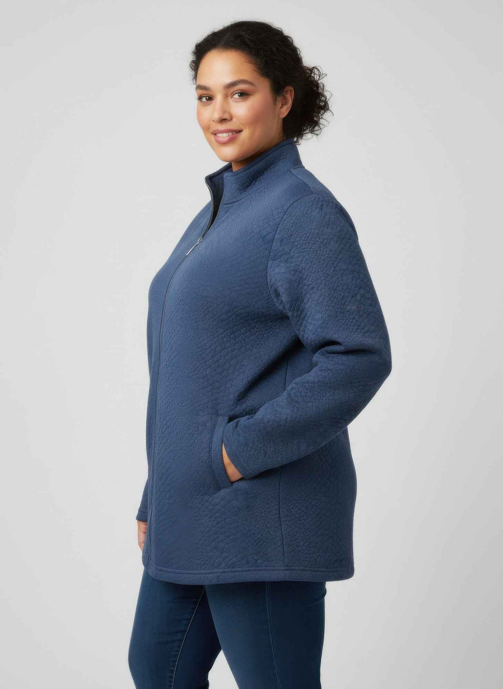 Onque Casual Plus Size Textured Jacket