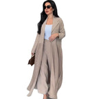 Minimalist Pleated Duster & Wide-Leg Pants Set eprolo
