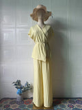V-neck Set Fashion Sexy New Design Summer Casual Short Sleeve Long Pants