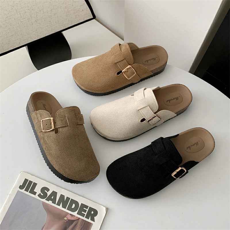 Thick-soled Half-drag Retro Unique Lazy Outdoor Unisex Slip-on Closed-toe Sandals