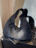 Crescent Shaped Denim Shoulder Bag