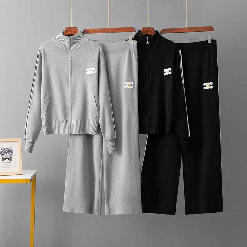 Sports suit women's zipper hoodie two-piece set