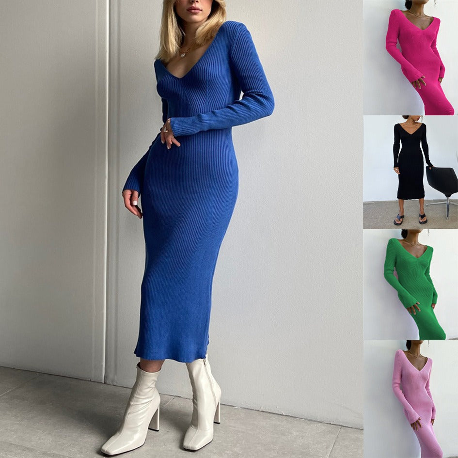 Elegant Pleated A-line Midi Dresses Female V-neck Casual