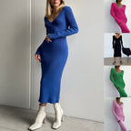 Elegant Pleated A-line Midi Dresses Female V-neck Casual eprolo