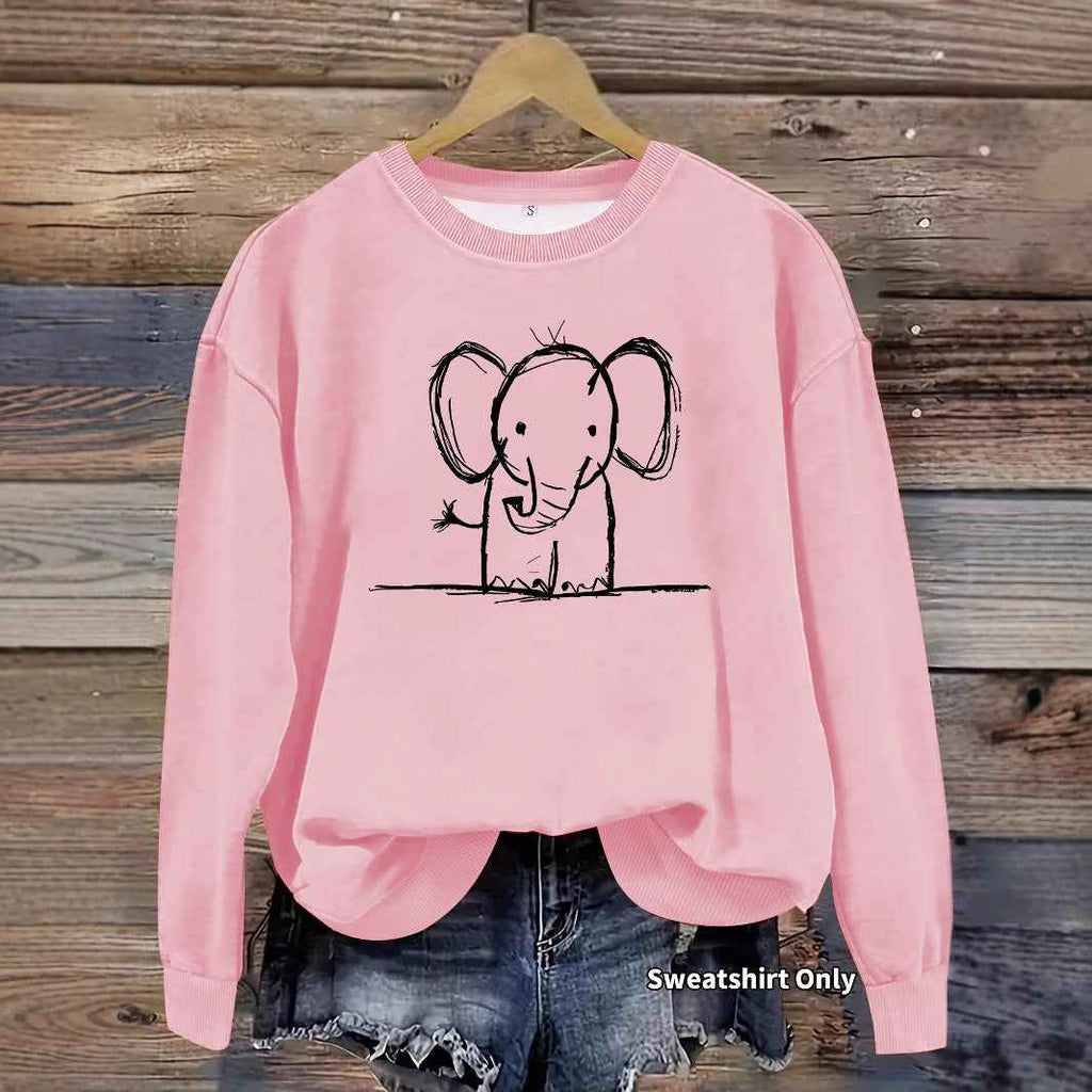 Pencil drawn elephant print hoodie