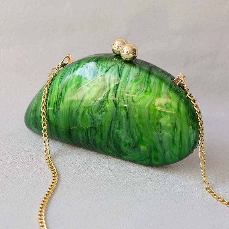New Trendy Bags Fashion Women Handbags Green Elegant Acrylic Luxury Party Prom Evening Bag Woman Wedding Cute Box Clutch Purse eprolo