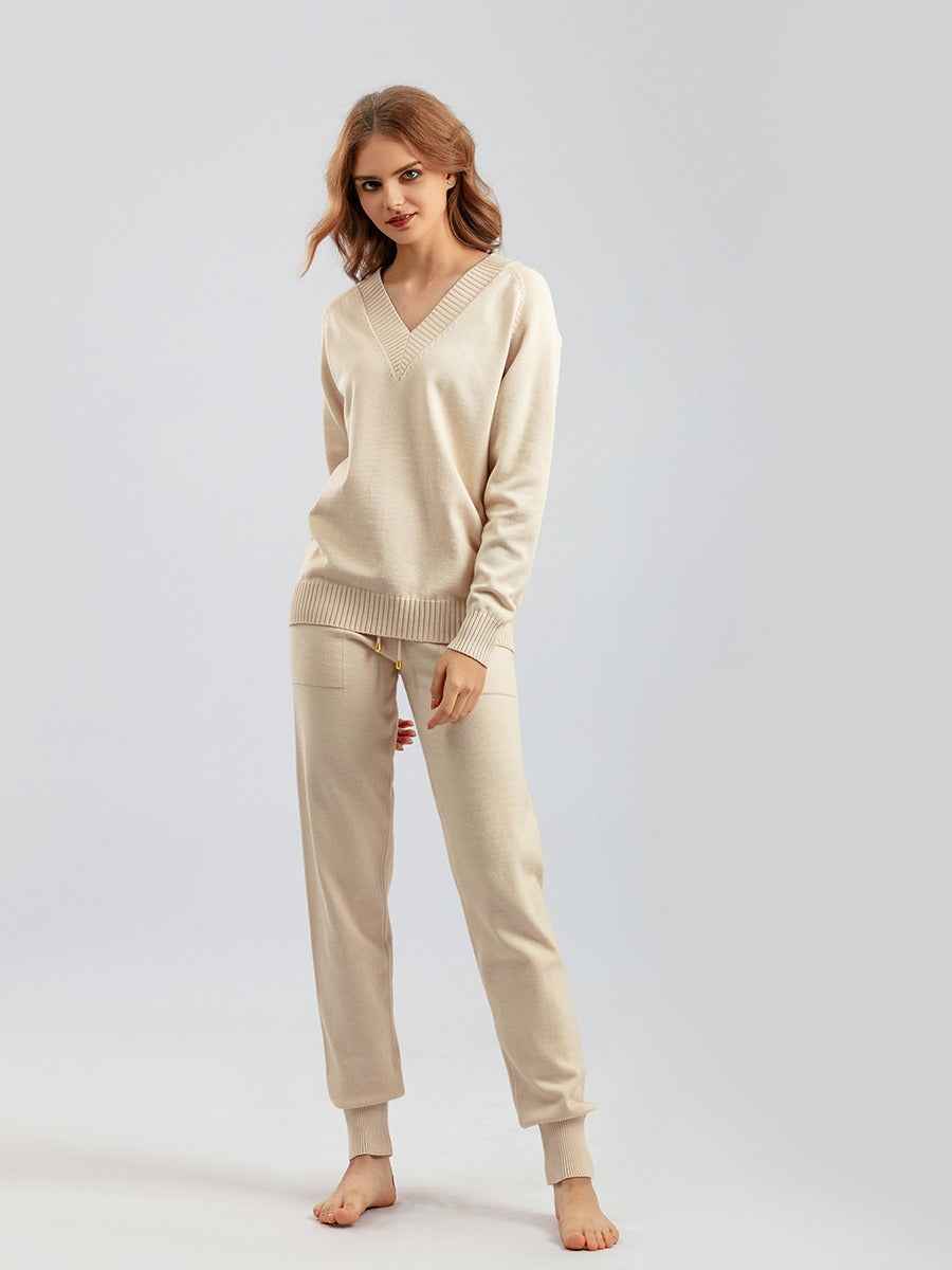 Autumn and winter sweater harem pants suit AliExpress Russian casual sweater pullover two-piece set