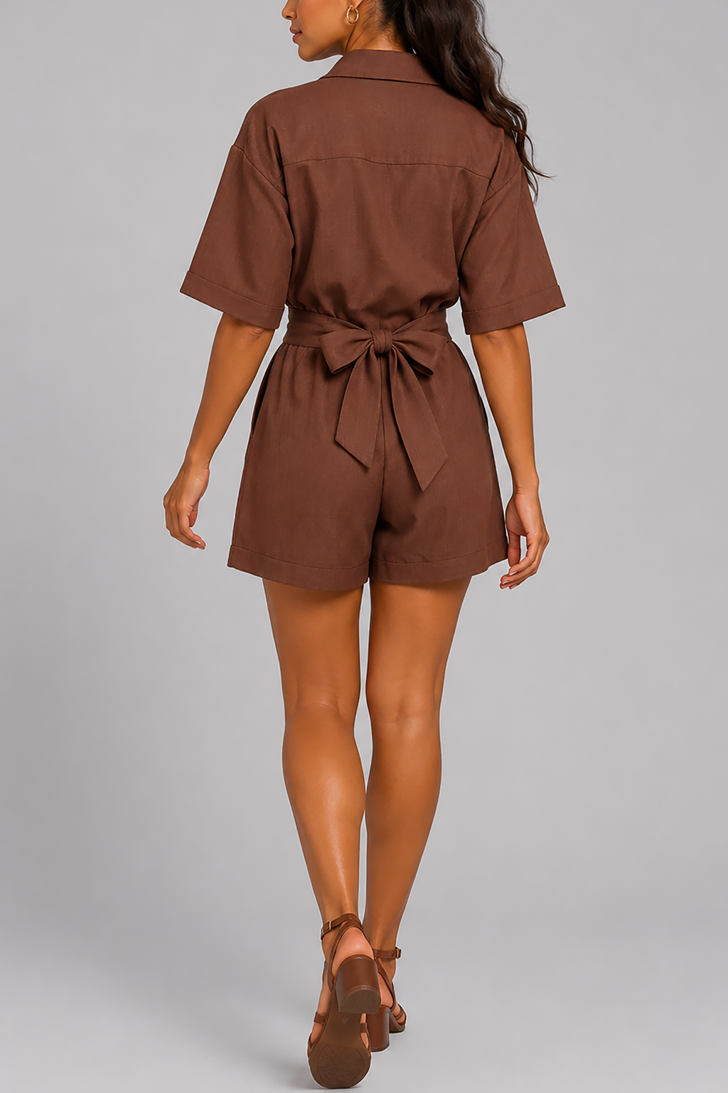 Women's Fashion Cross Back Tie Collar Loose One-Piece Suit