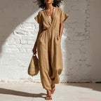 Deep V-neck loose fit pants for women eprolo