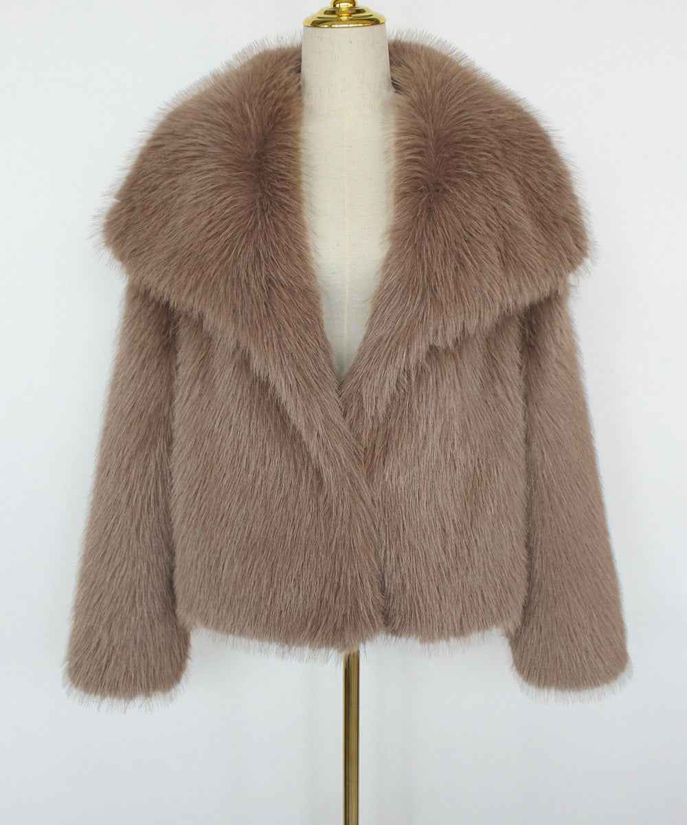 Imitation fur coat top women's short woolen coat made of synthetic fur