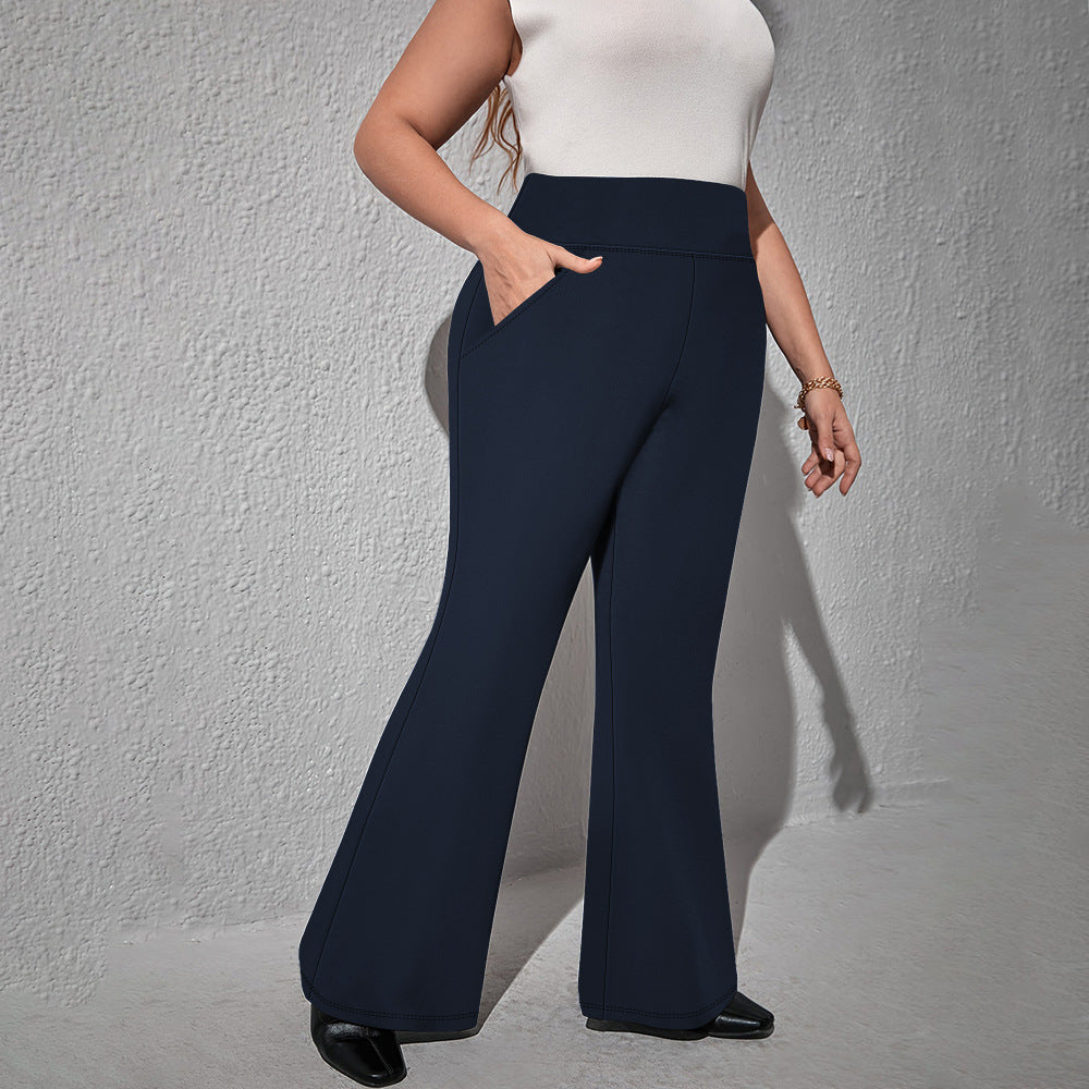 High waisted yoga pants with micro flared pockets and high elasticity casual trumpet yoga pants