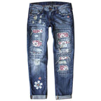 Fashion Fitted Printed Denim Pants for Women