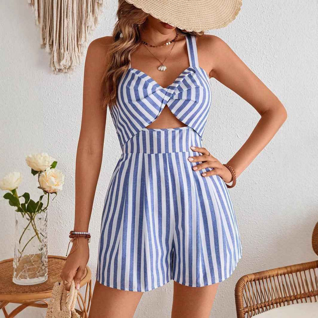 Women's Solid Color Hollow Out Knotted Jumpsuit