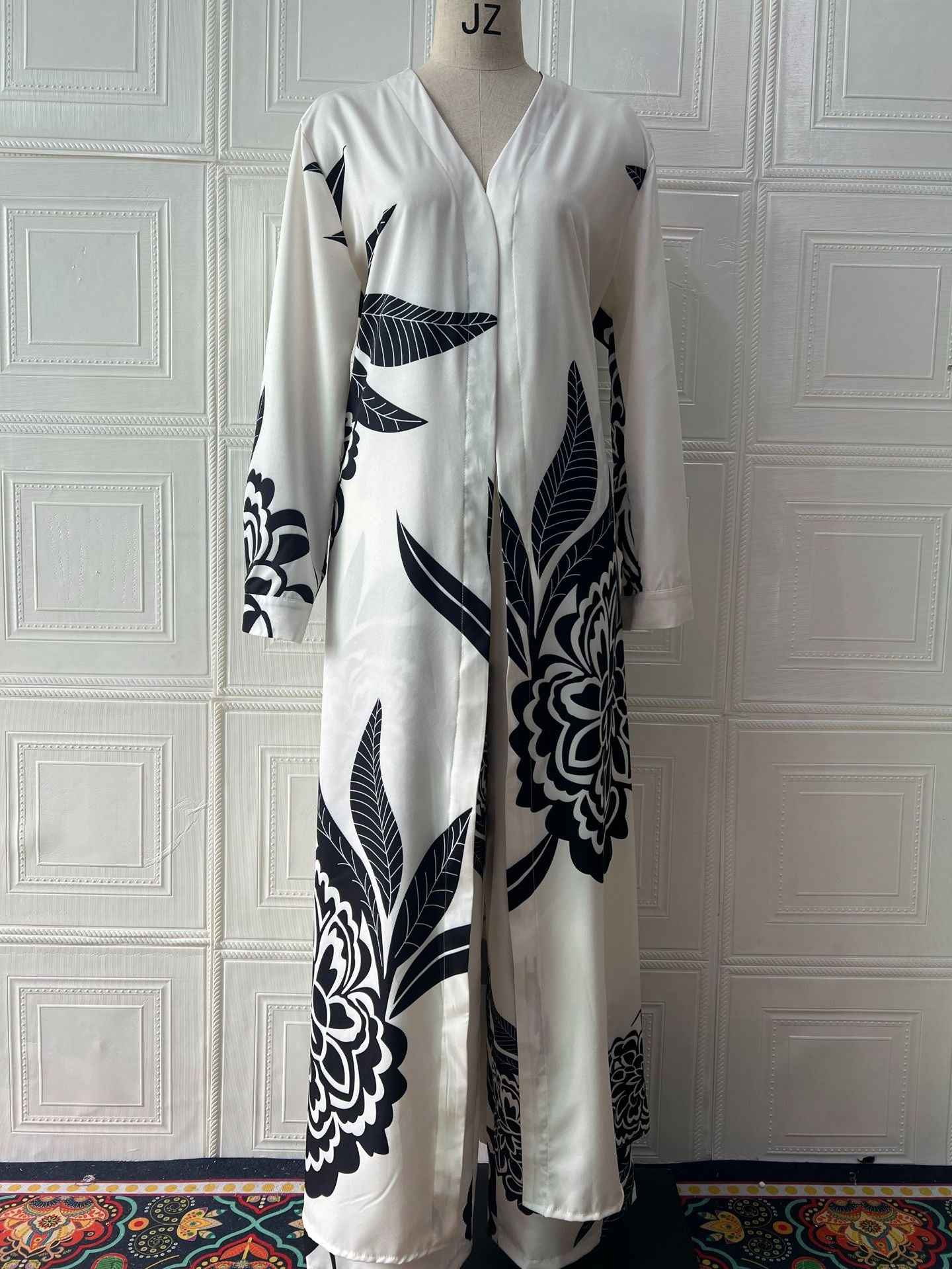 Printed top+wide leg pants two-piece set