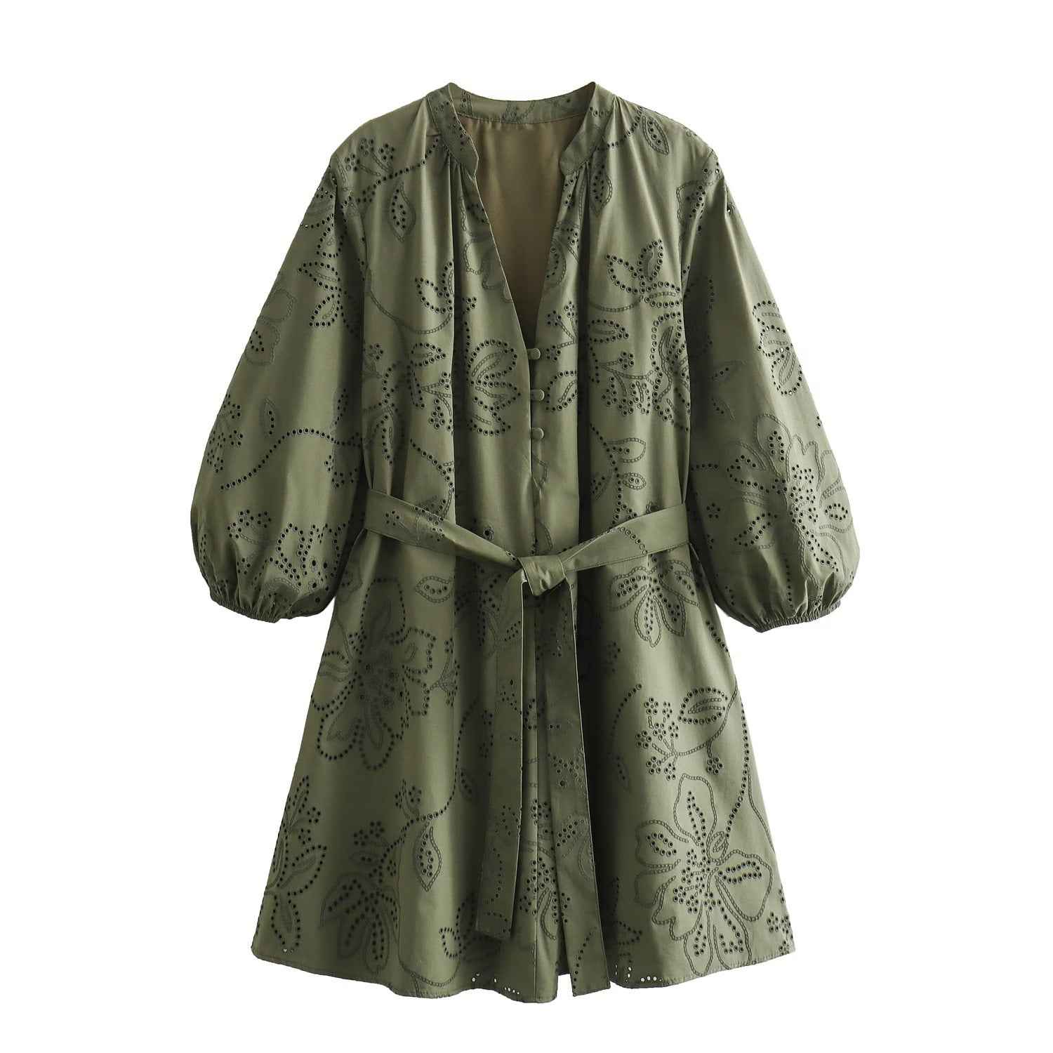 Long Sleeve Loose Hollow Lace Dress for Women Casual Fashion Elegant Design