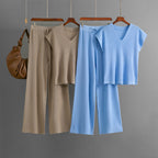 Sleeveless V-neck Knit Top Set Women's Pants Two-piece Set eprolo