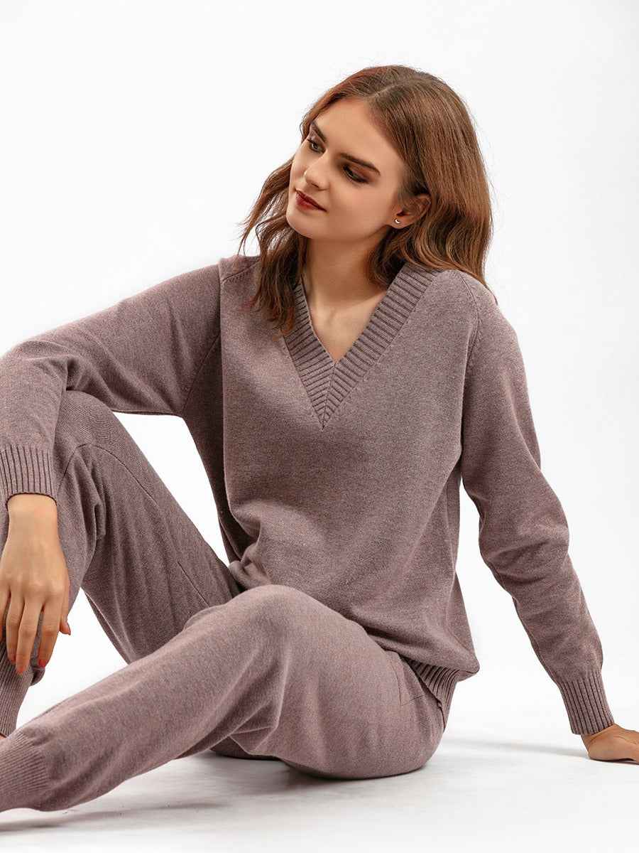 Autumn and winter sweater harem pants suit AliExpress Russian casual sweater pullover two-piece set
