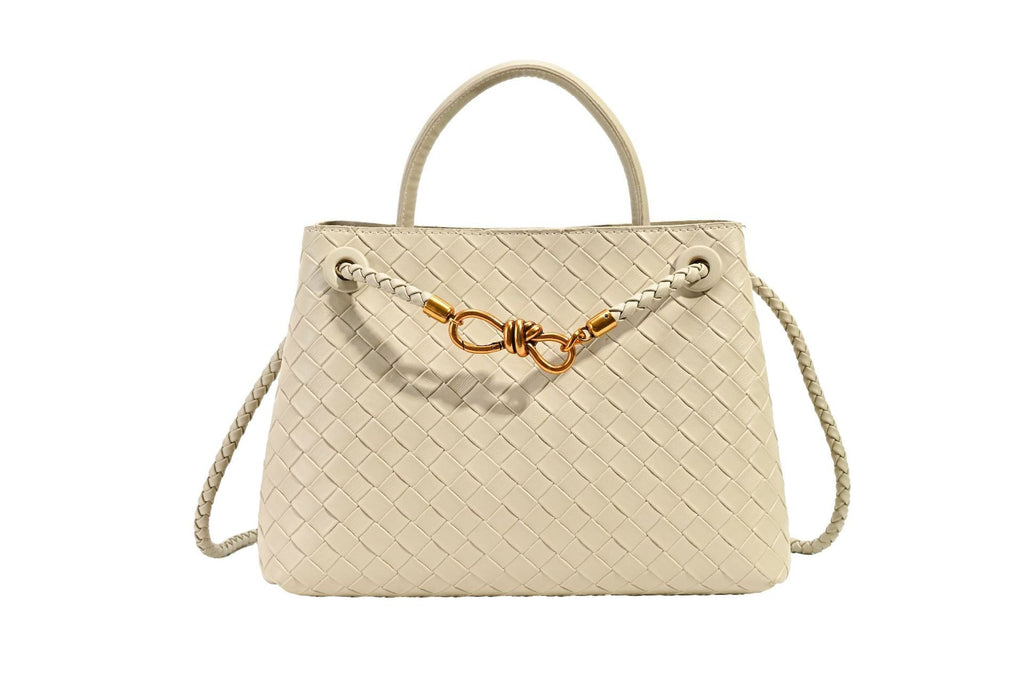 Metal rope buckle woven shoulder bag, fashionable, versatile, retro, commuter bag for women. eprolo