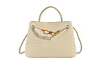 Metal rope buckle woven shoulder bag, fashionable, versatile, retro, commuter bag for women. eprolo