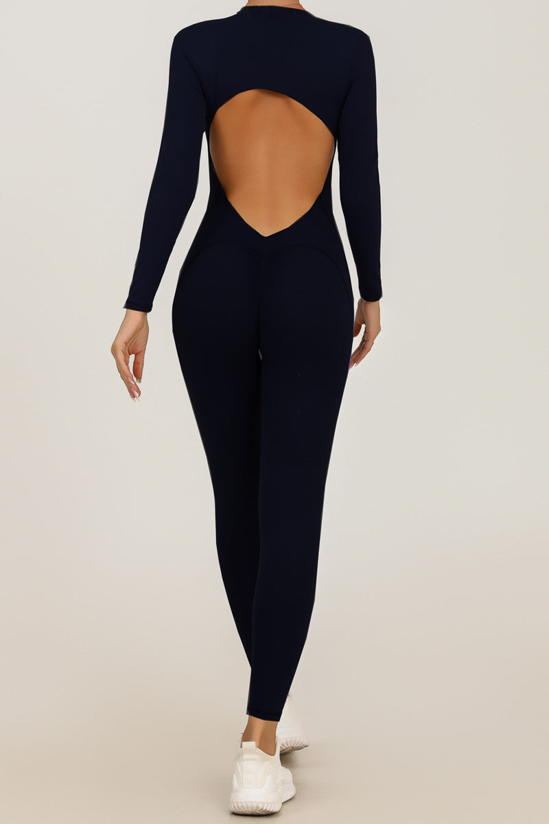 Women's Zip-Up Long-Sleeve Yoga Jumpsuit