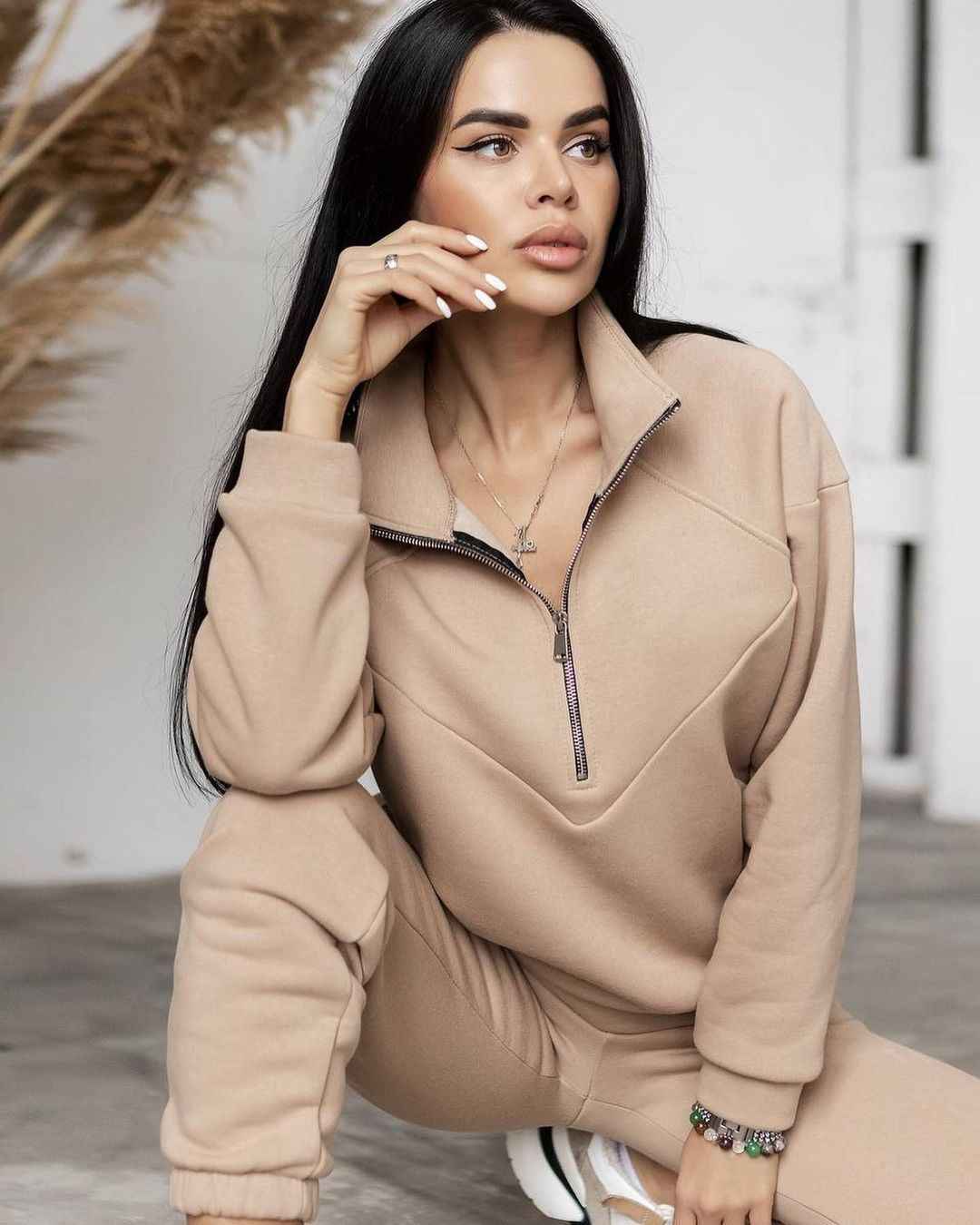 Spring and Autumn Fashion Casual Hoodie Two piece Set Long Sleeve Solid Color Casual Set