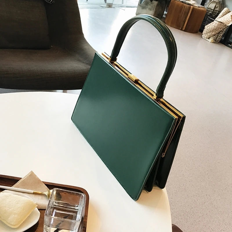 Vintage Big Clip Women Handbags Designer Casual Female Large Capacity Tote Luxury Pu Leather Handbag Ladies Fashion Purses eprolo