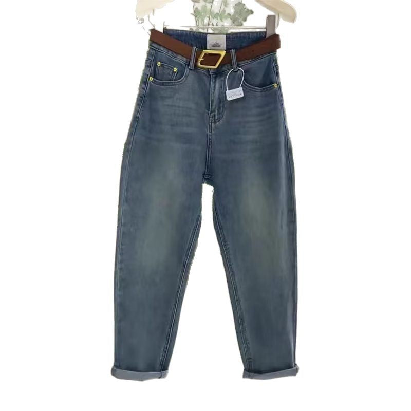 Women Summer Thin Large Size Pear Shape Slimming High Waist Elastic Nine-Point Trousers