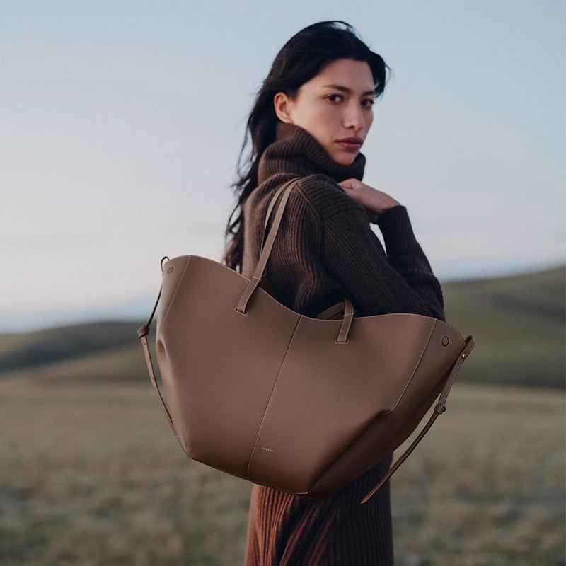 Leather bucket bag handbag tote bag