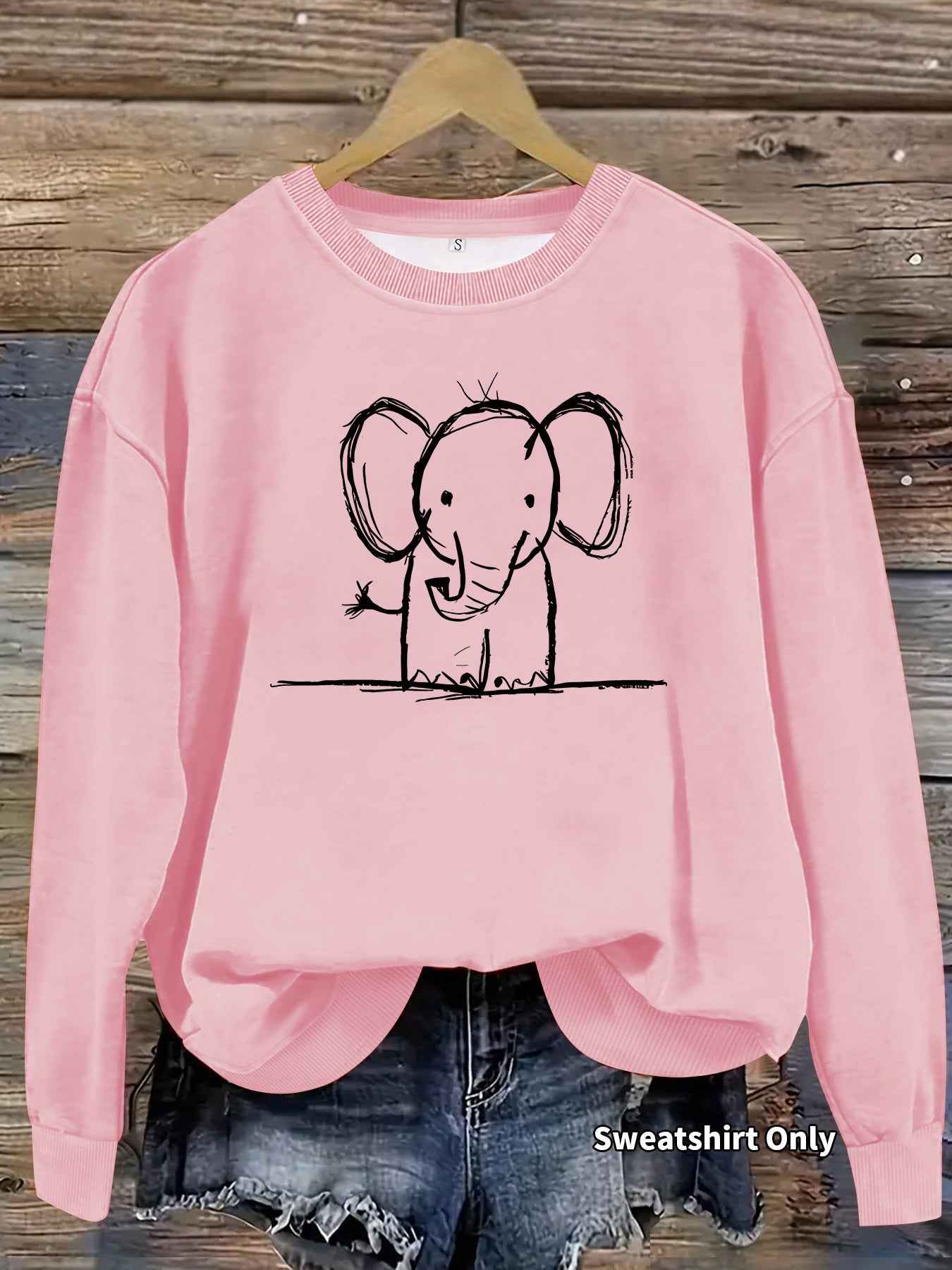 Pencil drawn elephant print hoodie