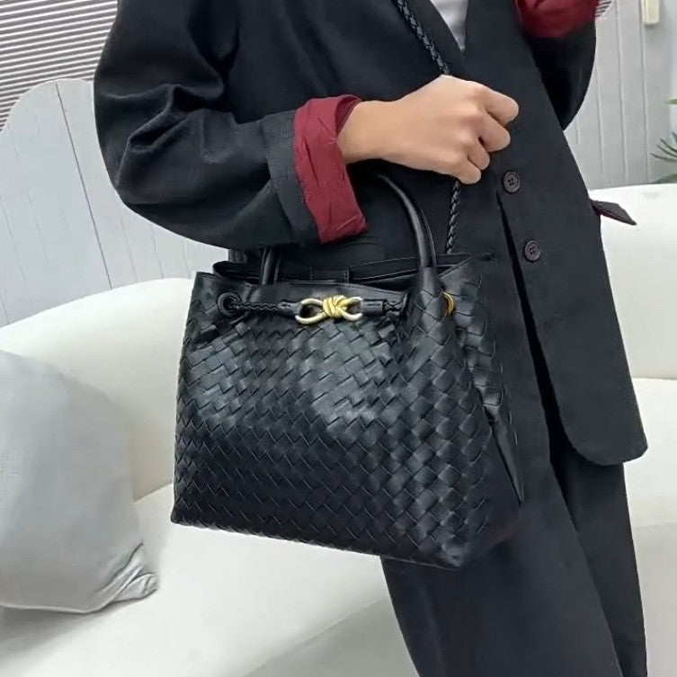 Figure-8 Shaped Metal Bow Genuine Leather Tote Bag, Single Shoulder, Handheld, Large Capacity, Crossbody Women's Bag ... eprolo
