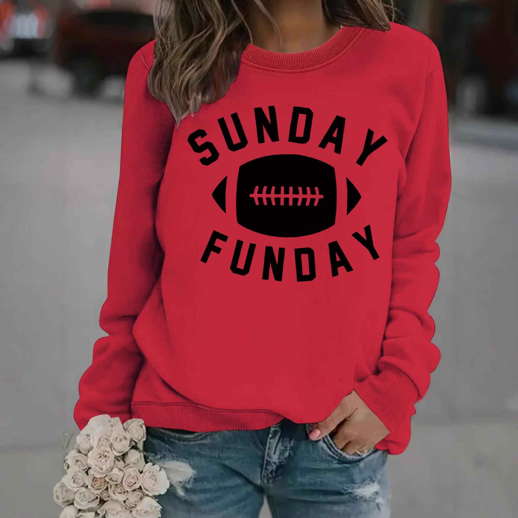 Rugby letter printed hoodie