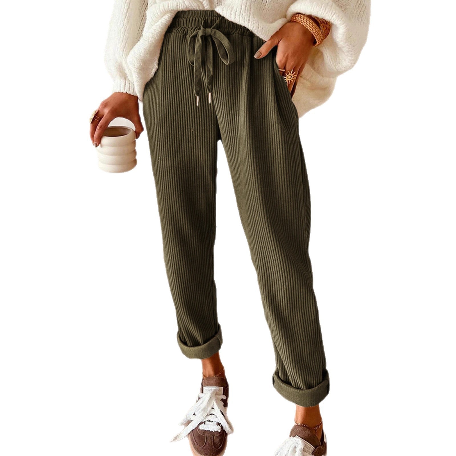 Women's New Fashion Casual Pants, Solid Color Wide Leg Pants for Women