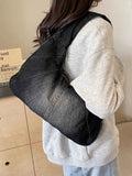 Crescent Shaped Denim Shoulder Bag